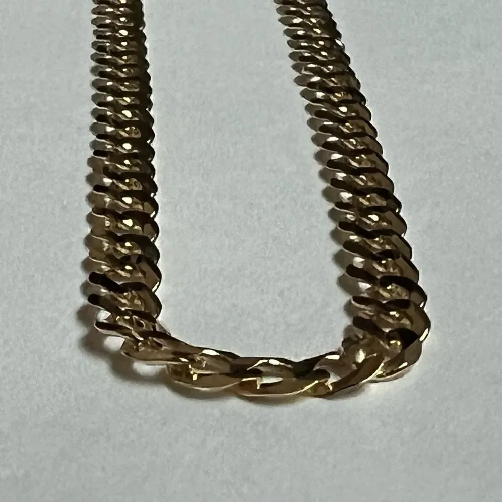 14k Solid Yellow Curb Concave cuban Chain Necklace | 3.5 mm | Real Gold Cuban |